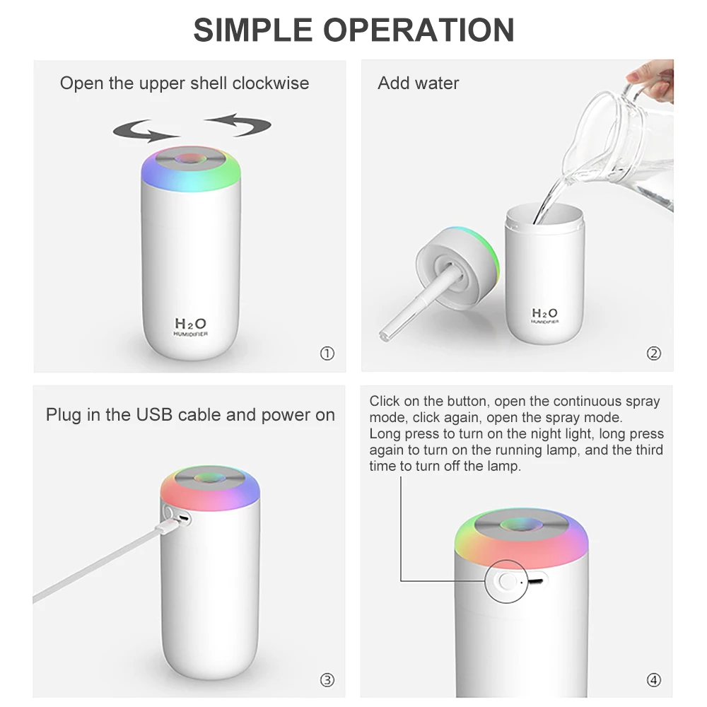 

Ultrasonic Air Humidifier 350ML USB Aroma Essential Oil Diffuser Home Car Fogger Mist Maker Office Decor Mini Air Purifier