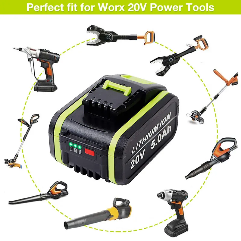 Сменная литиевая аккумуляторная батарея WX550 20 в 5000 мАч для электроинструментов