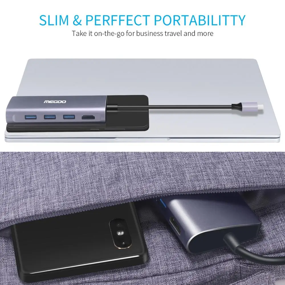 Док станция Megoo 8 в 1 USB C для ноутбука док типа VGA/HDMI/Ethernet/USB3.0/PD зарядки Surface Go/Mac