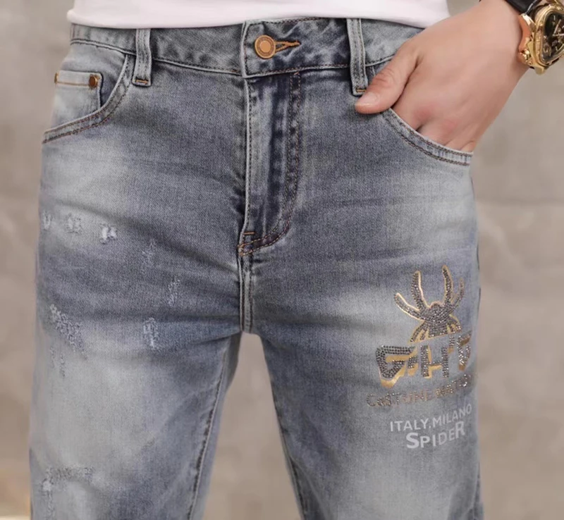 

2021 summer popular logo fashion personality heavy industry ironing, drilling and slimming trend, broken hole, small feet, oxman