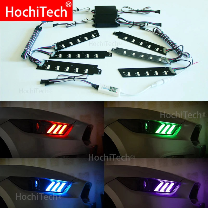 

Авто Halo кольца хлопок огни Светодиодный Ангельские глазки RGBW стайлинга автомобилей Для Ford Mustang 2015 - 2017 RGBW светодиодный Ангельские глазки гало кольца комплект