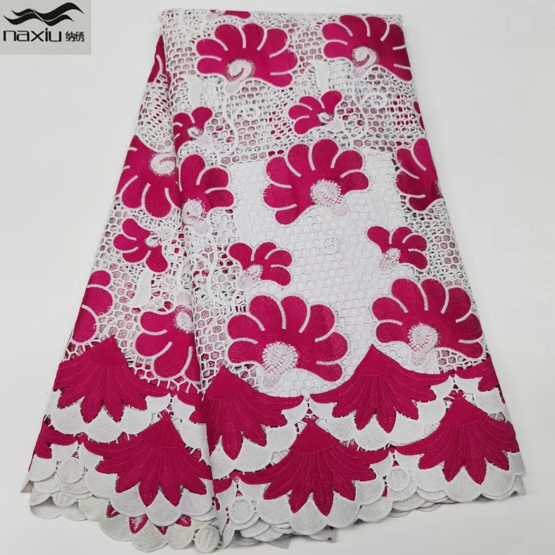

Madison White African Milk Silk Lace Fabric 2021 High Quality Guipure Lace Fabric Latest French Cord Lace Fabric For Wedding