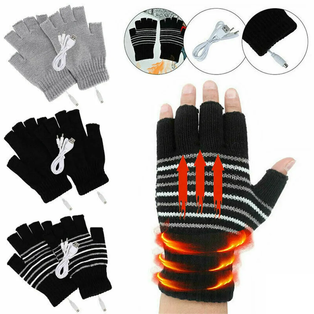 

1 Pair USB Electric Heated Gloves Men Women Insulated Warm Thermal Gloves Mitten 18-21CM Warm Heating Gloves Winter Warm Gloves.