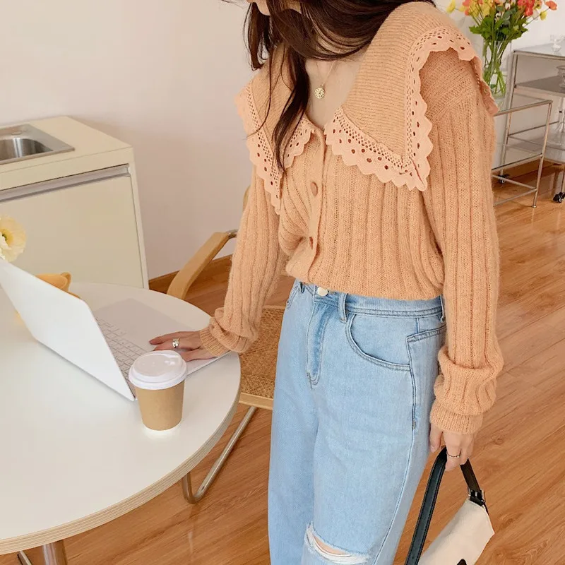 Женский однобортный вязаный кардиган Leiouna повседневный элегантный в Корейском