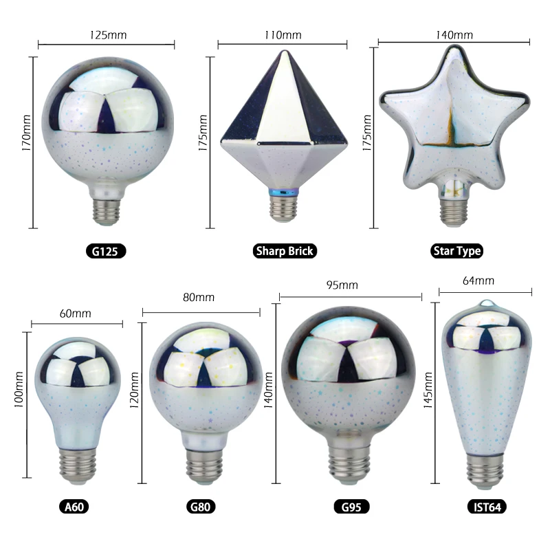 2pcs/lot Led Bulb Star Fireworks 3D E27 Vintage Edison Night Light 110V 220V A60 ST64 G80 G95 G125 Holiday Decoration Lighting | Освещение