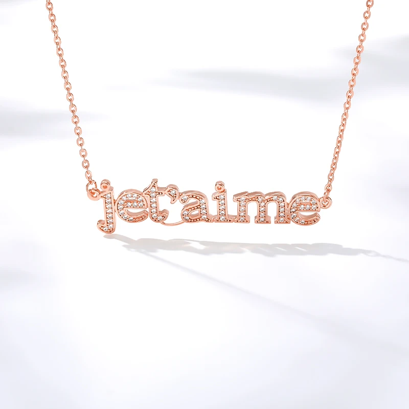 Золото с украшением в виде кристаллов цепочка из циркона французских букв I Love You