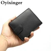 oyixinger mens wallet casual genuine leather bifold wallet for men rfid thin purse male multiple card holder coin pocket small