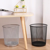 metal mesh round trash can kitchen without lid bucket paper basket bedroom office rubbish organizer waste bins wrought iron