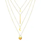 Женское колье-чокер из нержавеющей стали, многослойное ожерелье с подвесками в форме звезды, бара, Луны, сердца, 4-слойная цепь, Ювелирное Украшение