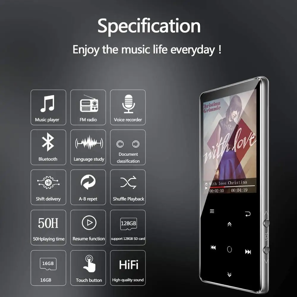 2021 Новое поступление Bluetooth MP4 музыкальный плеер с динамиком 16G экраном 2 4 дюйма