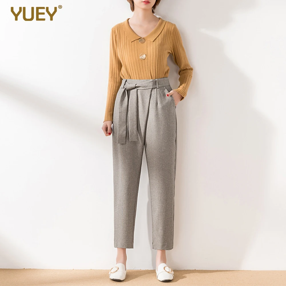 Женские брюки с завышенной талией широкими штанинами длинные прямые свободные