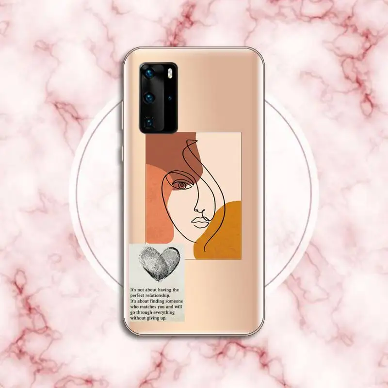

Artistic Face Letter Phone Case Transparent for Huawei P honor 8 10i 20 30 40 smart 2019