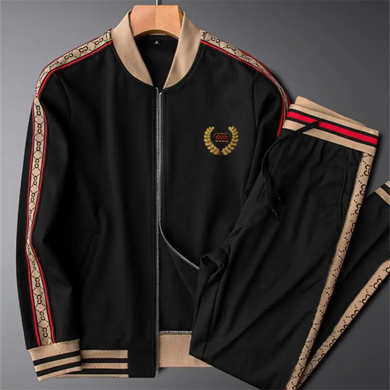 

2021 Muscle Training Set V-neck Long Sleeve Elastic Pantsuit Men's and Women's Casual + High Collar Sports Men's Set