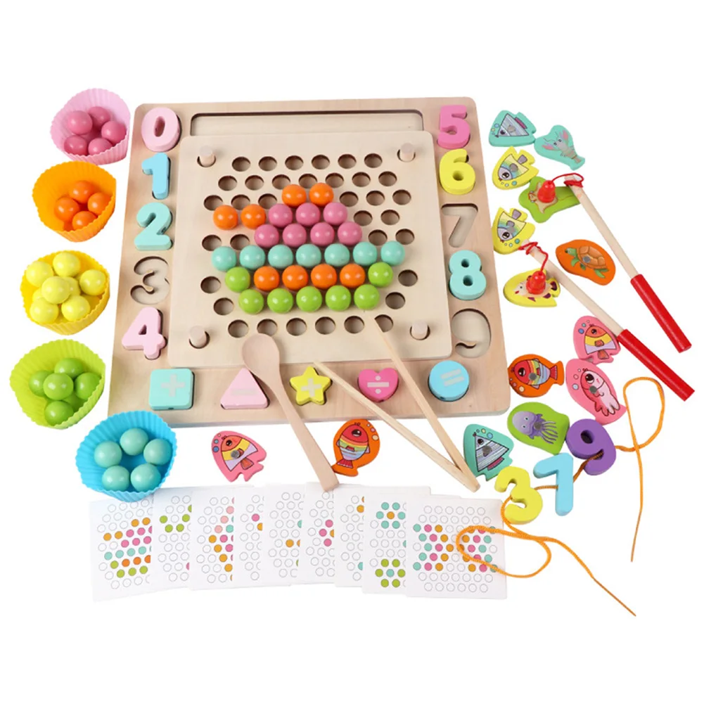 

Cognition Clip Beads Educational Focus Training Tool Magnetic Fishing Parent-child Interactive Game Kids Wooden Toys