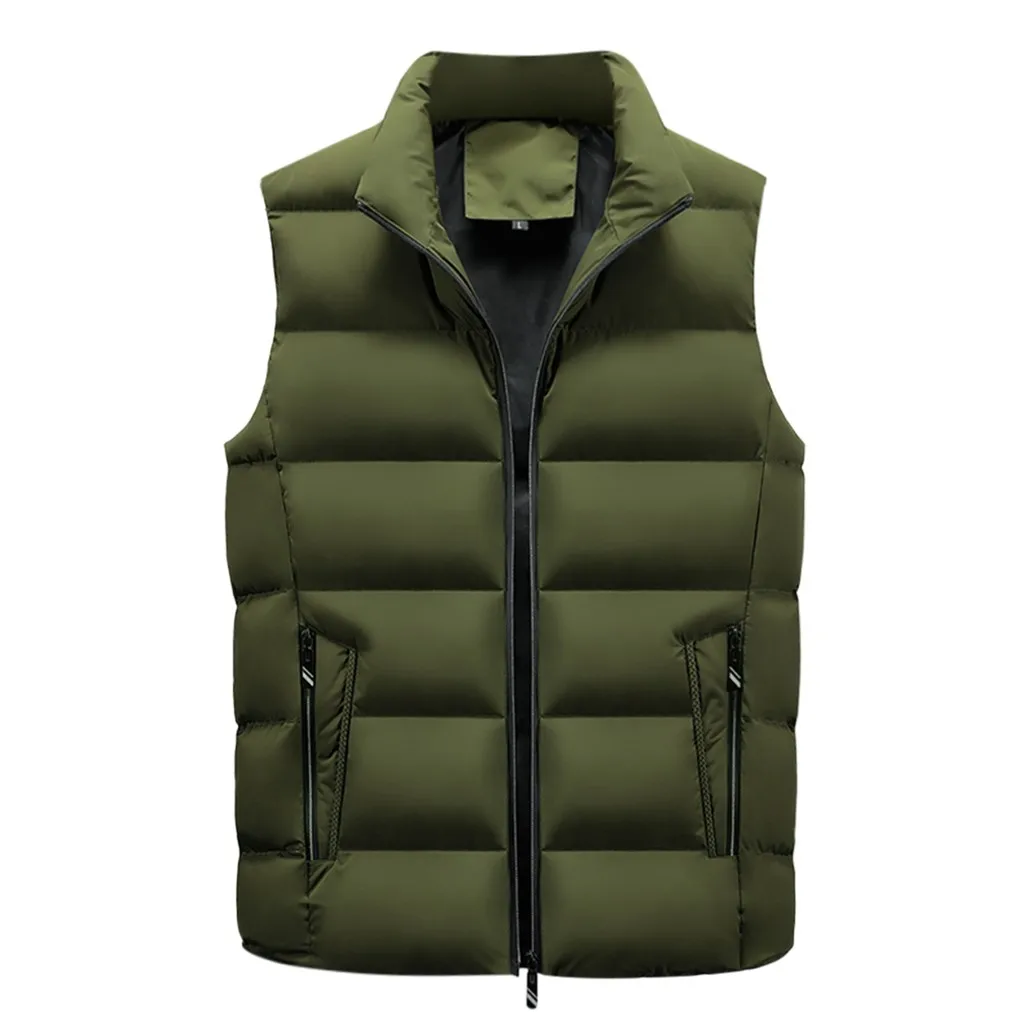 Мужской утепленный жилет на молнии повседневный без рукавов с хлопковой