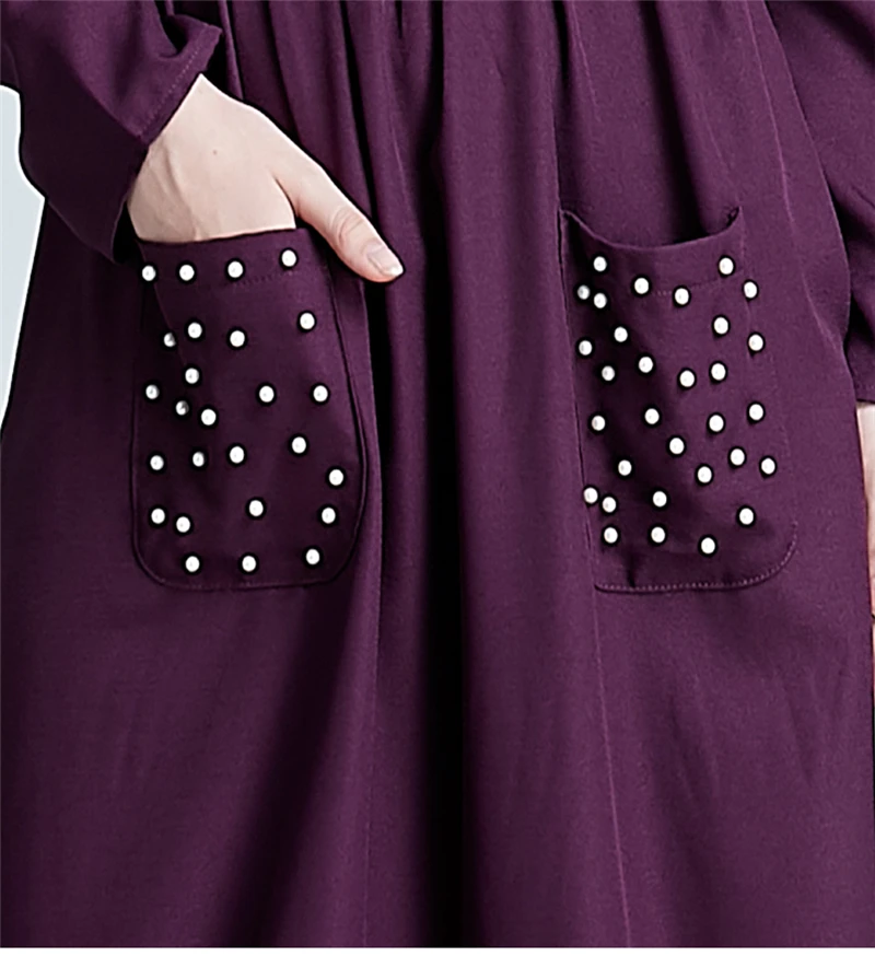 

Muslim Dress Women Abaya Gown Dress Caftan Islamic Clothing Abaya Dubai Turkish Arabic Eid Mubarak Purple