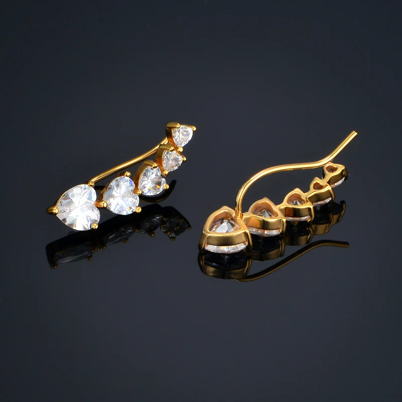 Манжета для ушей Золотое сердце зажимы без пирсинга женская