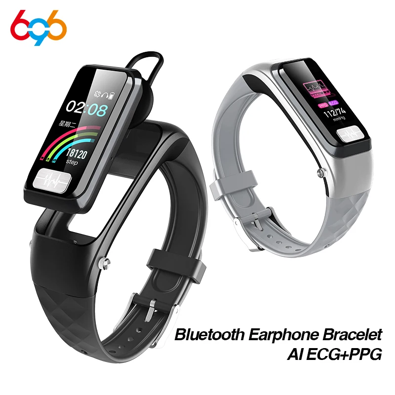 696 H207 умный браслет Bluetooth наушники 2 в 1 ECG+ PGG Пульс кровяное кислородное кровяное давление напоминание функция вызова часы