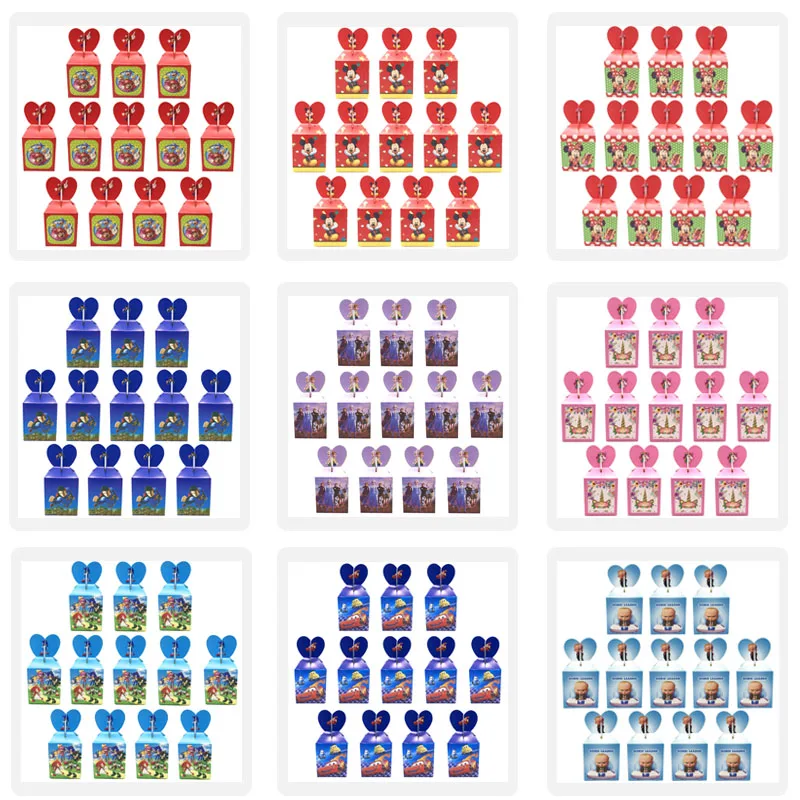 

Frozen Minnie Mouse Unicorn Party Supplies Candy Box Baby Shower Birthday Party Decor Cartoon Kids Birthday Paper Gift Boxes