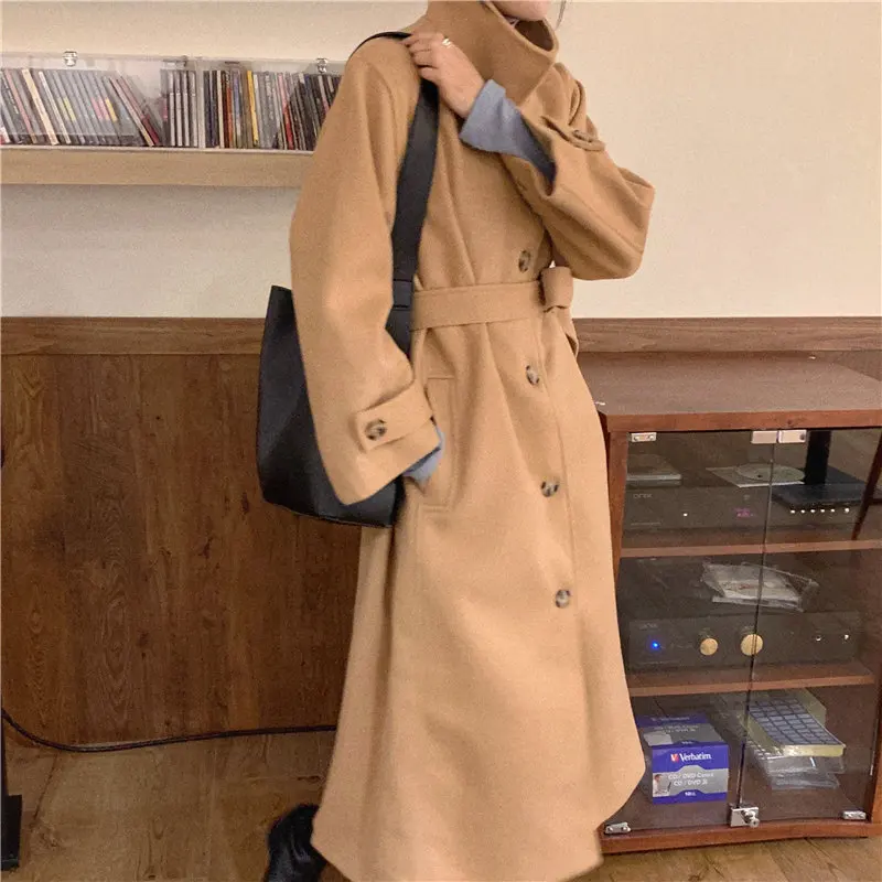 Лидер продаж элегантные однотонные модные офисные женские пальто HziriP цвета хаки