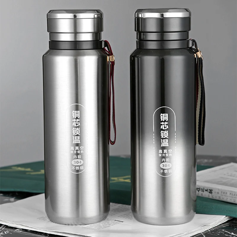 Термос бутылка большой емкости 304 нержавеющая сталь вакуумная колба веревка