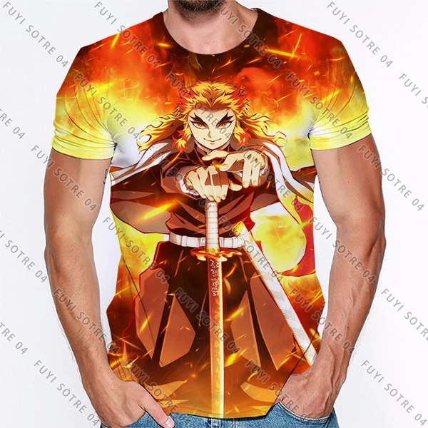 

Demon Slayer Kimetsu 3D Print Tshirt Yaiba the Movie Mugen Train T shirt Men Streetwear Short Sleeve Tee Tops Anime Male Clothes