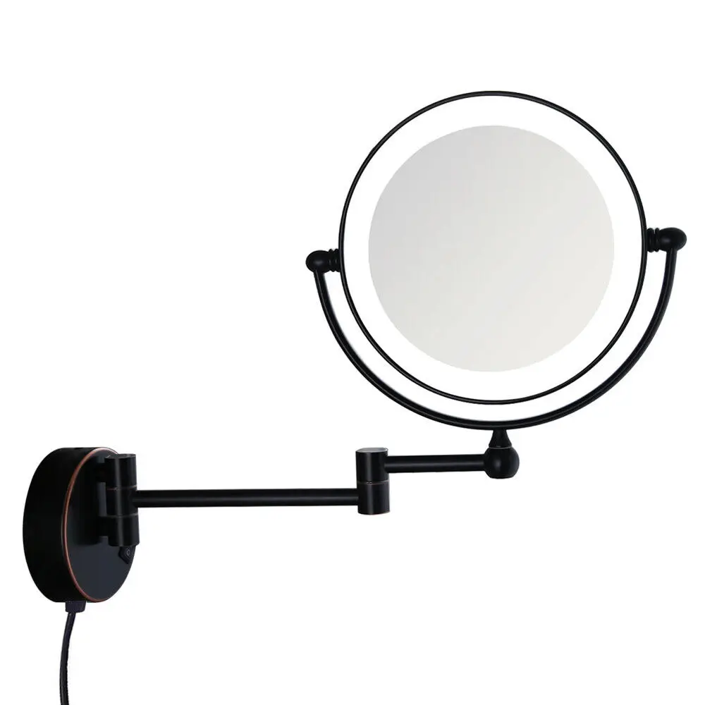 

GURUN 8'' Oil-Rubbed Bronze EDL Lighted Wall Mounted Vanity Makeup Mirrors With 5X/7X/10X Magnification Electrical Plug Bathroom