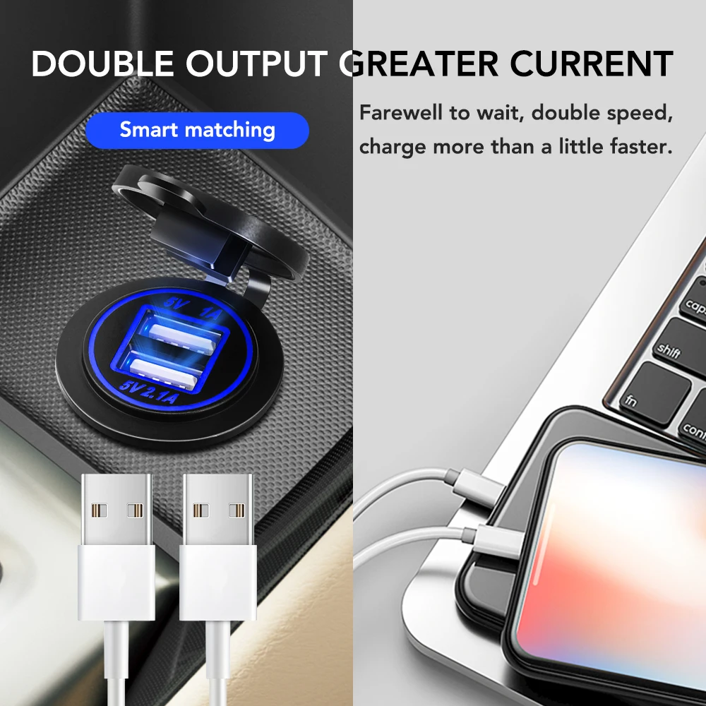 Автомобильное зарядное устройство с двумя портами USB адаптер питания