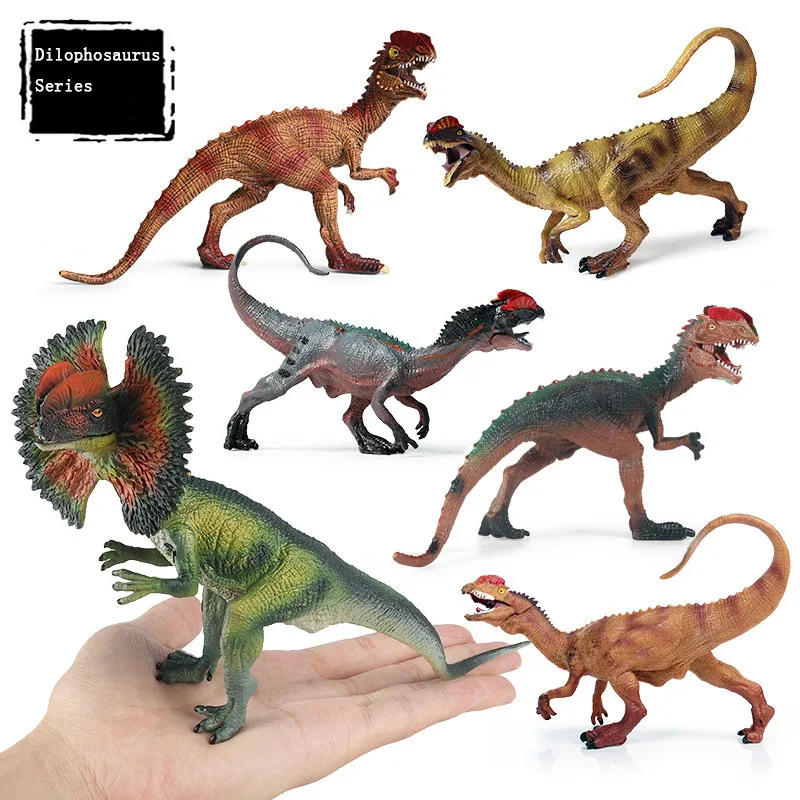 

Simulation Of Jurassic Dinosaur Toy Animal Model Solid Dilophosaurus Plastic Decoration Figure