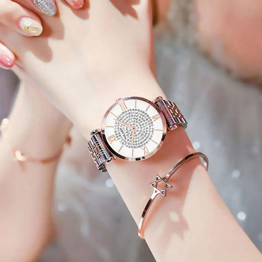 Роскошные женские часы браслет с кристаллами 2019 Топ бренд бриллиантами