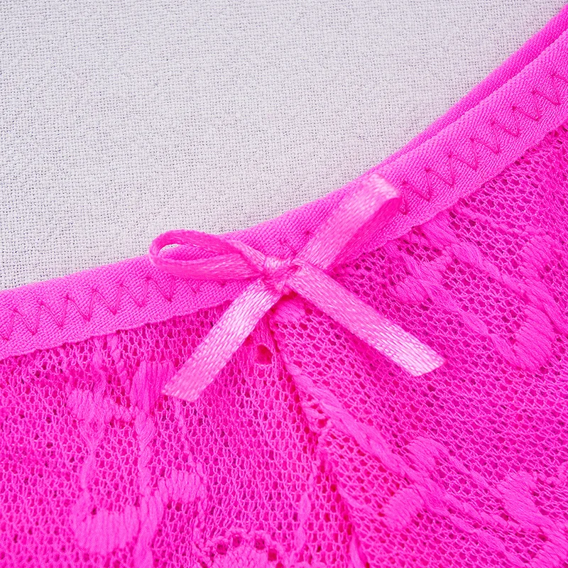 Трусы женские кружевные прозрачные с вырезами бантом