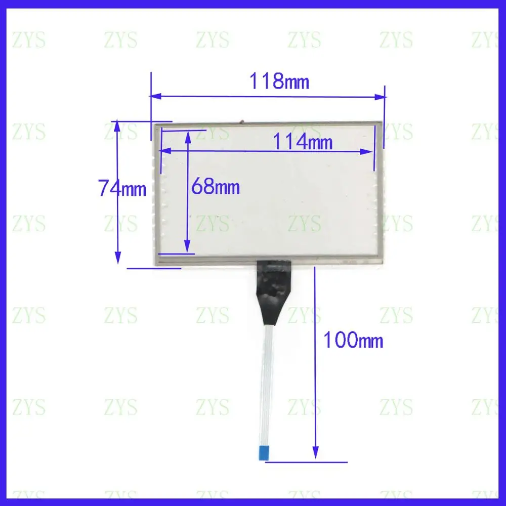 ZhiYuSun 120* 74mm 5inch 4 lines   resistive touch panel for Car DVD Industrial control 120*74