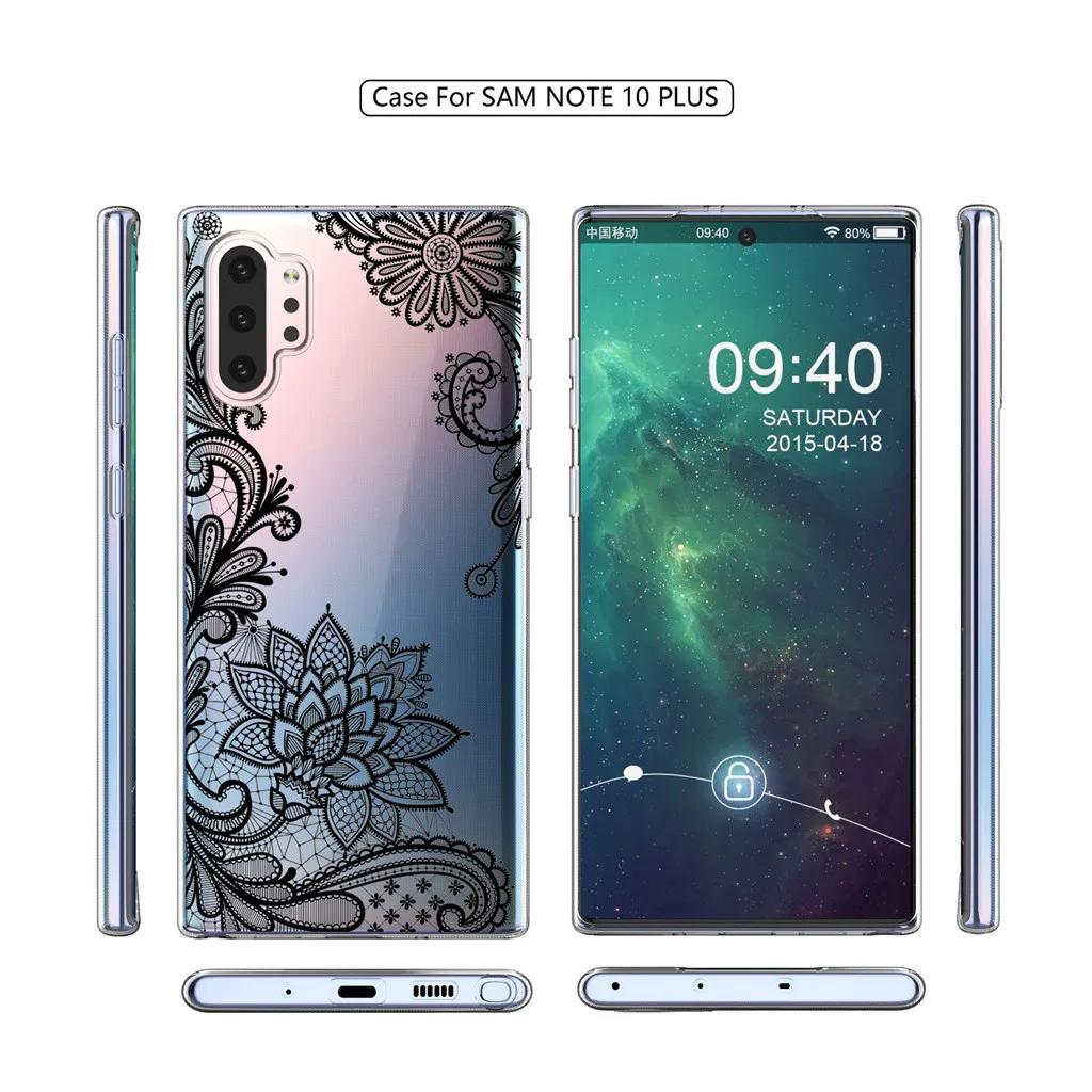 Подходит для samsung NOTE10 + Классический черный и белый цвет кружева NOTE 10 Plus