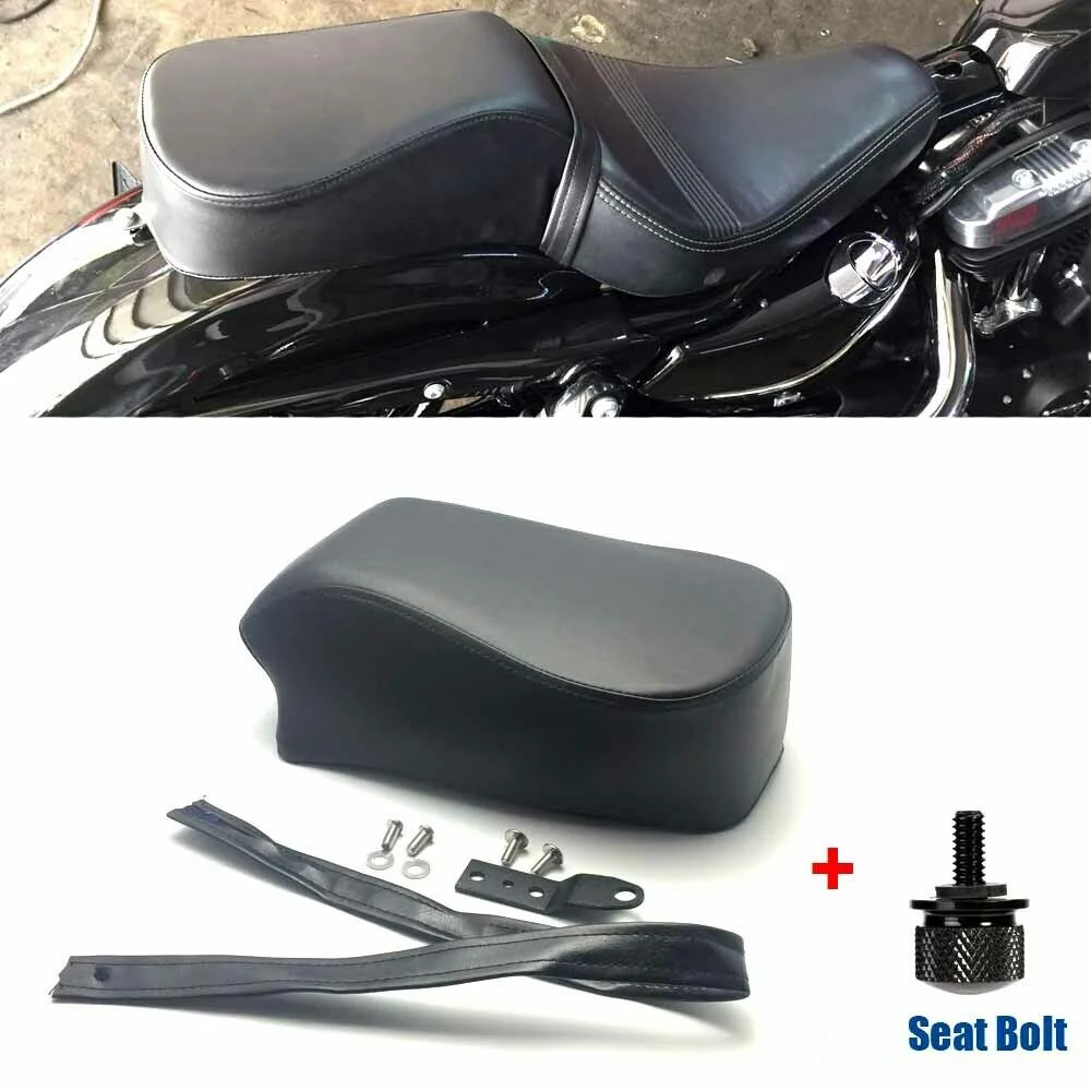 For Harley for Sportster XL1200X  XL1200V 48 72 2016 2017 Motorcycle Rear Passenger Seat Leather Pillion Cushion Black