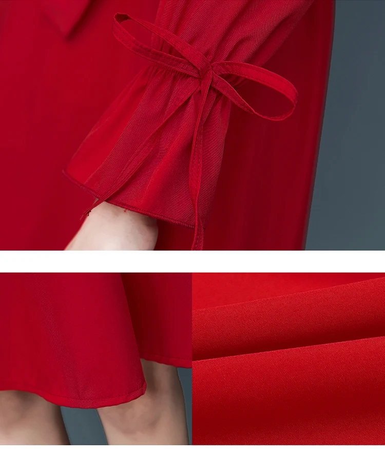 

Women's Autumn 2020 New Korean Nine-point Sleeve Vestidos Solid Color A-line Dress Ladies With Belt L434