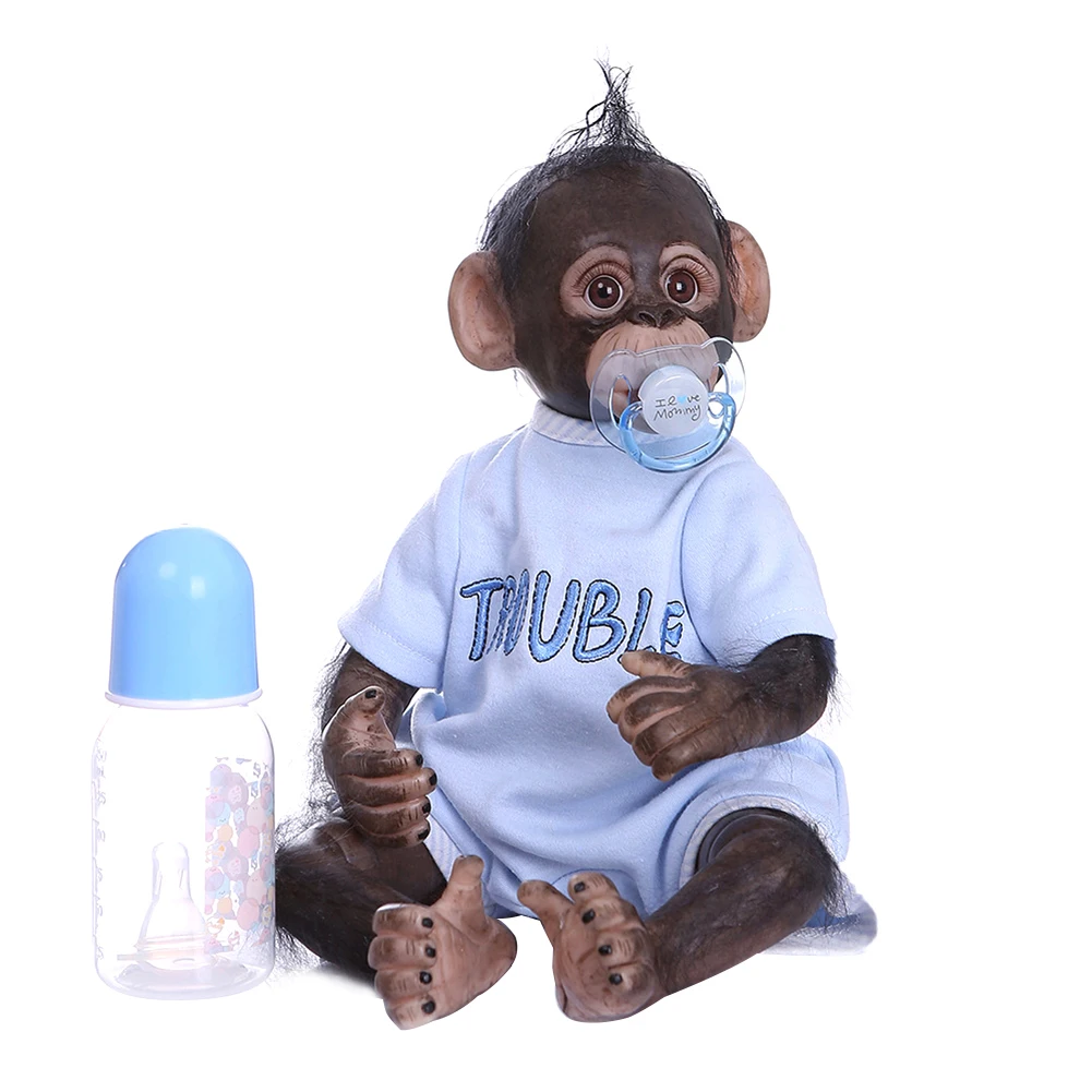 

Kids Toy Showcase Bedroom Children Room Milk Bottle Realistic Home Decor With Nipple Monkey Doll Big Eyes Simulation Animal Cute