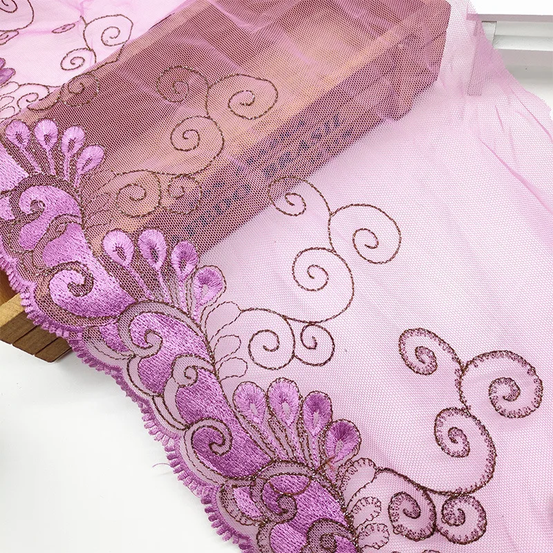 

15Yards Embroidered Lace Trim Mesh Ribbon Doll Clothing Wedding Dress Sewing DIY Crafts 18cm Width Fabric