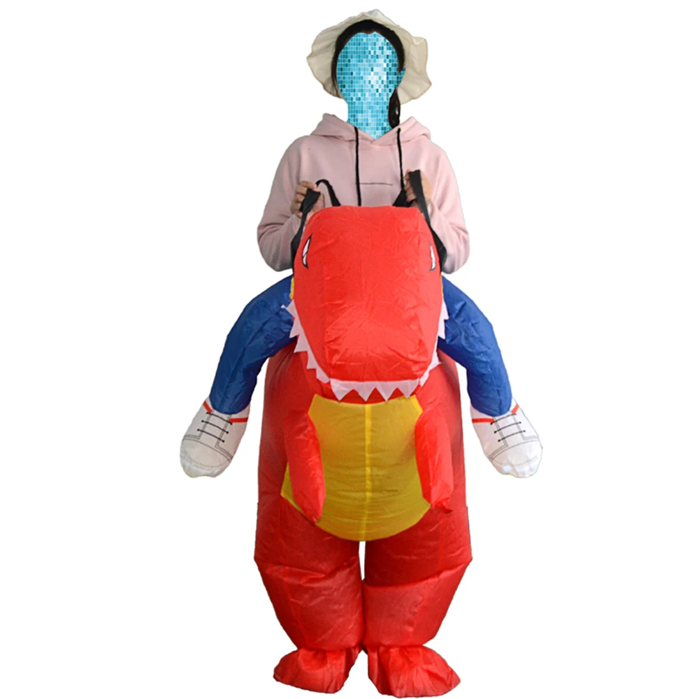Милый взрослый надувной костюм динозавра с воздушным вентилятором для прогулок