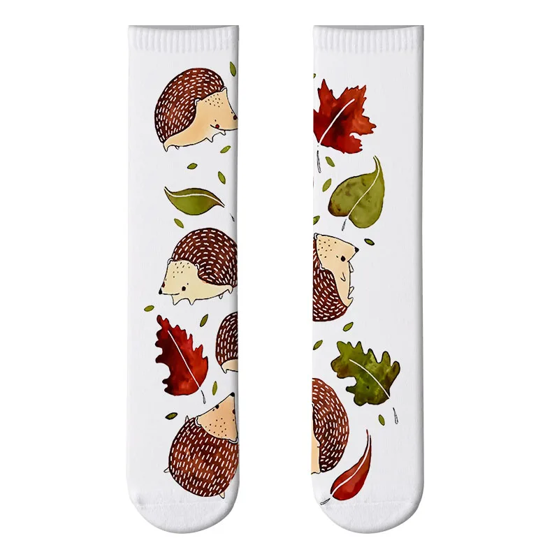 

New Casual Fashion 3D Printed Women Cotton Long Socks Animal Food Funny Happy Girl Calf Socks Street Hip-Hop High Knee Socks