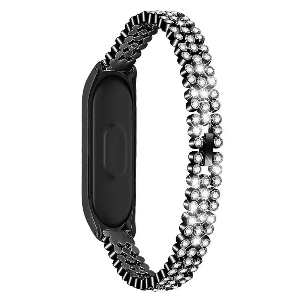 Браслет для Xiaomi Mi Band 4 сменный из нержавеющей стали с бриллиантами часов умные