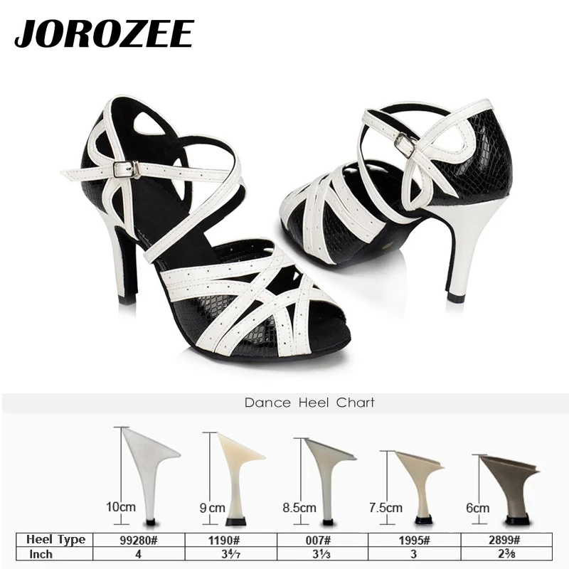 Женские туфли для латиноамериканских танцев JOROZEE черные белые из искусственной