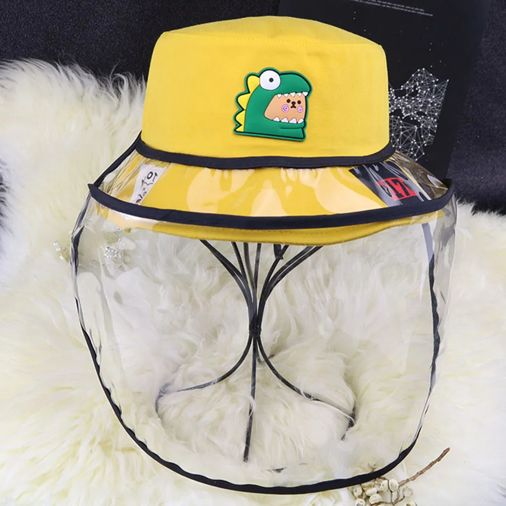 

2020 Hot Sale Dinosaur Anti-spitting Protective Hat Dustproof Cover Kids Boys Girls Fisherman Cap Hat Removable Shaped PVC