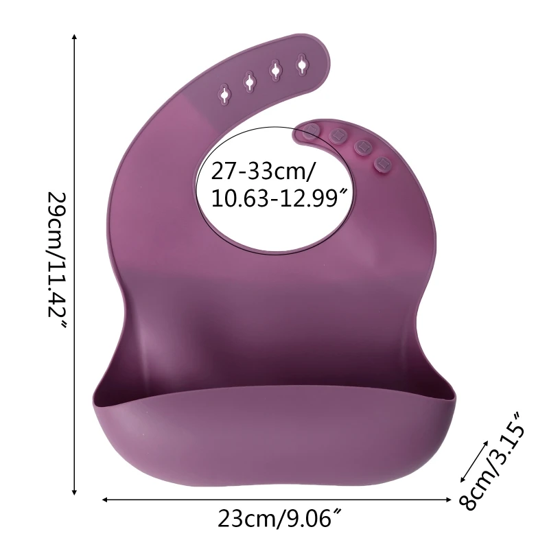 

Baby Soft Silicone Bib Infant Toddlers Solid Color Feeding Food Catcher Pocket Waterproof Saliva Dripping Adjustable Apron