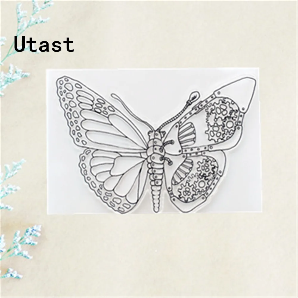 Механические силиконовые штампы с бабочками/прозрачный резиновый штамп для