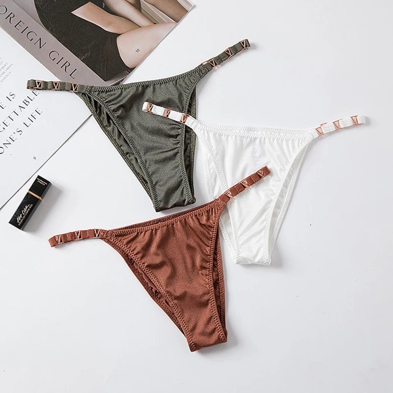 

4pcs/lot Women Sexy Panties Ice Silk Underwear Invisible Metal Briefs Seamless Hip-Lifting Bikini Low Waist Lingerie Underpants