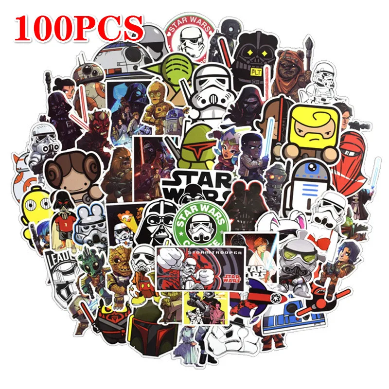 100PCS 108 шт./упак. Звездные войны наклейка s для детей компьютер PS4 на ноутбук ТВ холодильник велосипед Водонепроницаемая наклейка аниме наклейка - Цвет: 100PCS