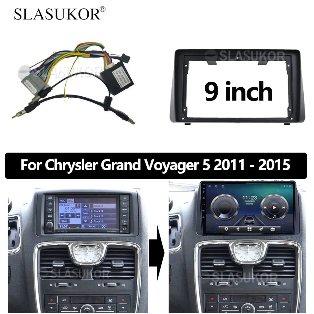 

9 inch Android Car For Chrysler Grand Voyager 5 2011 2012- 2015 For Dodge Grand Caravan 2008-2020 Frame player llation Kit Cable