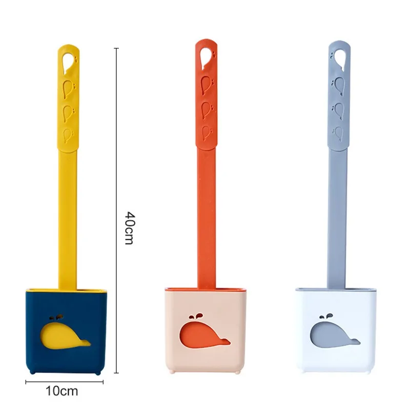 

Wall Mount Toilet Brush Set Long Handle Bathroom Soft Brush And Holder With Lid Thoroughly Clean Corner Lightweight Durable