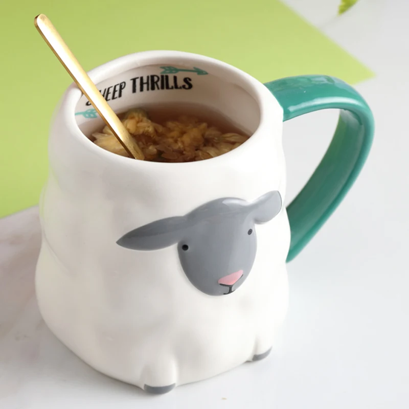Симпатичная 3D керамическая кружка с овечьей ручной росписью милая для офиса