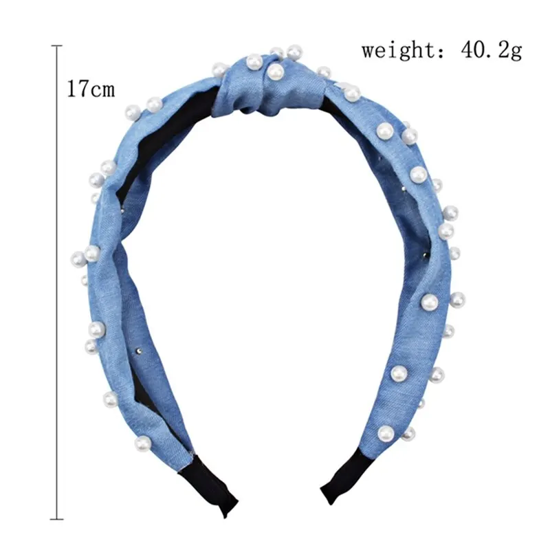 

1pc Knot Turban Headband Elastic Hairband Imitate Pearl Hair Accessories Women Girls Wide Side Hair Band Knotted Hairband